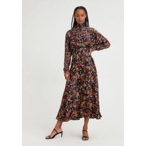 Something Navy Meadow Turtleneck Long Sleeve Maxi Dress Red Floral Size XS